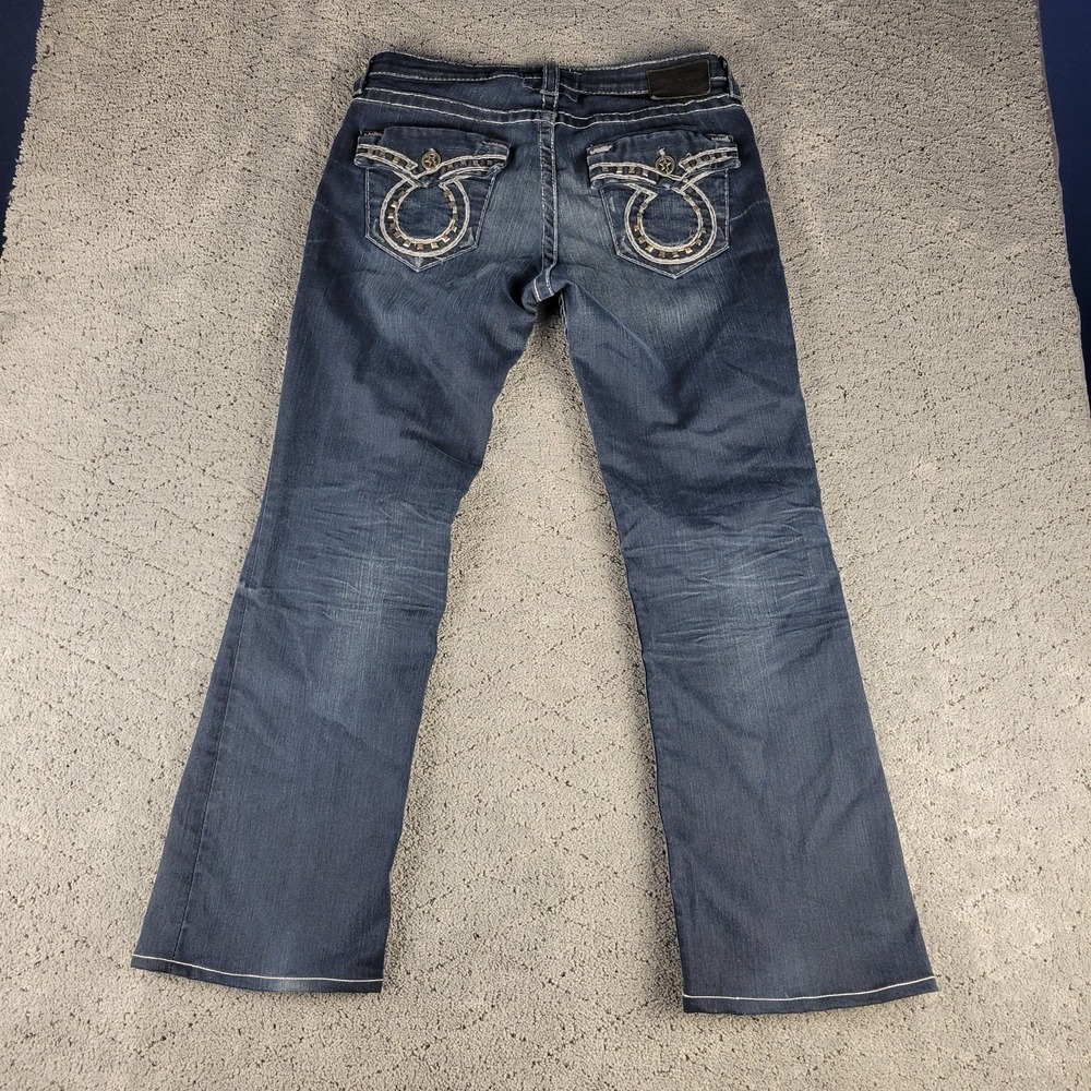 Big Star Jeans Womens 29 Blue Miki Flare Dark Wash Flap Pocket‎ Mid Rise Stretch